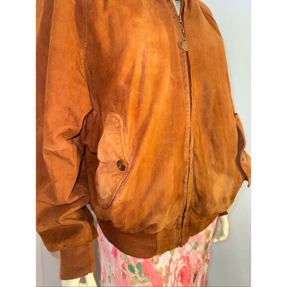 Vintage 1980s Marshall Fields New Traditions Brown Suede Bomber Jacket – North A - Picture 4 of 12